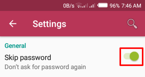 Skip password